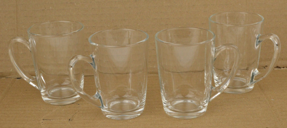 Vintage Arcoroc ARC France Clear Glass Coffee Tea Mugs 3.5" Set of 4